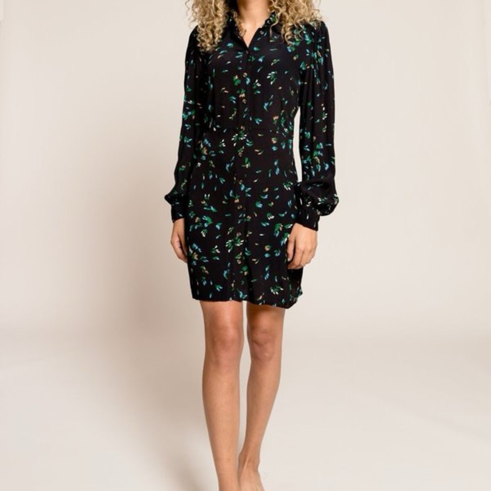 Ganni Black Printed Crepe Shirt Dress -
Verdant Green
